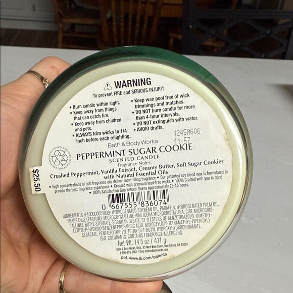 Bath & Body Works Peppermint Sugar Cookie Candle - Mint Green - Picture 2 of 2
